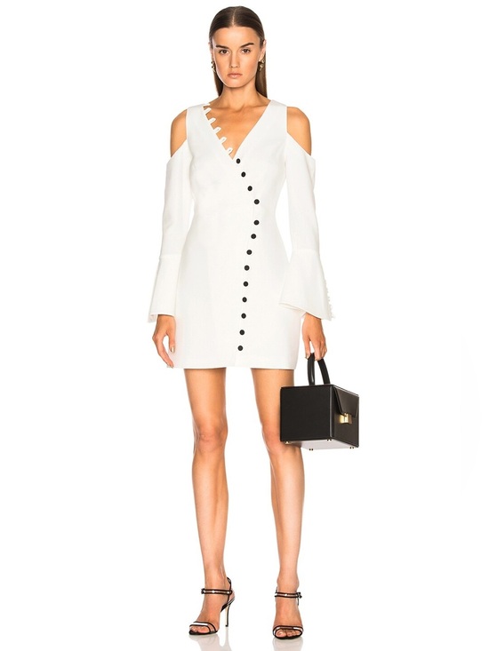 Alexis Dresses & Skirts - ALEXIS Galen Mini Dress Ivory Cold Shoulder Bell Sleeve XS